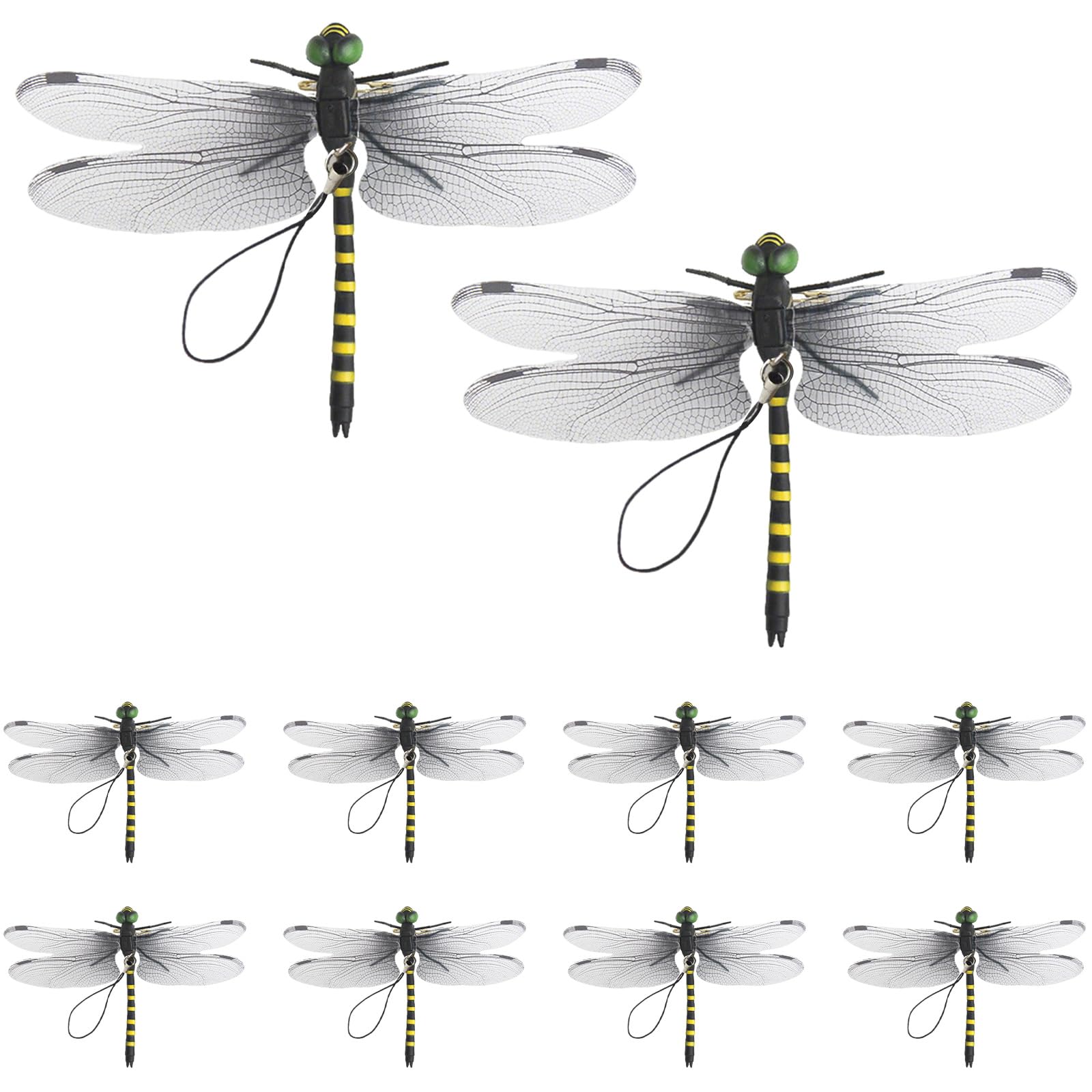 2026 New 20/10Pcs Dragon Fly Clips for Bugs Repellent, 3D Artificial Dragonfly Bug Repellent – Lifelike Outdoor Hanging Ornament & Garden Decor – Natural Fly, Durable PVC Hanging Use (B-10Pcs)