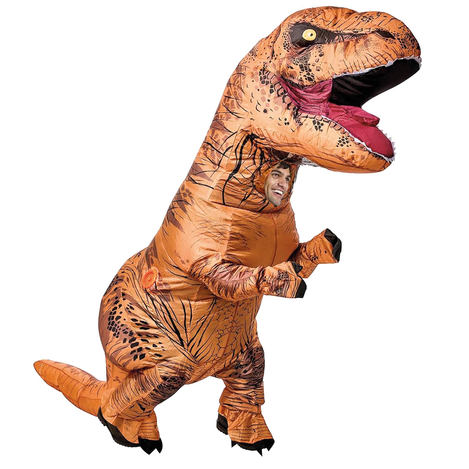 AirSuit Disfraz Inflable XXL T-Rex | Disfraz de Dinosaurio | Tamaño Adulto 160 a 190cm | Poliéster | Cómodo de Usar | Resistente | Sistema Inflable Incluido | OriginalCup