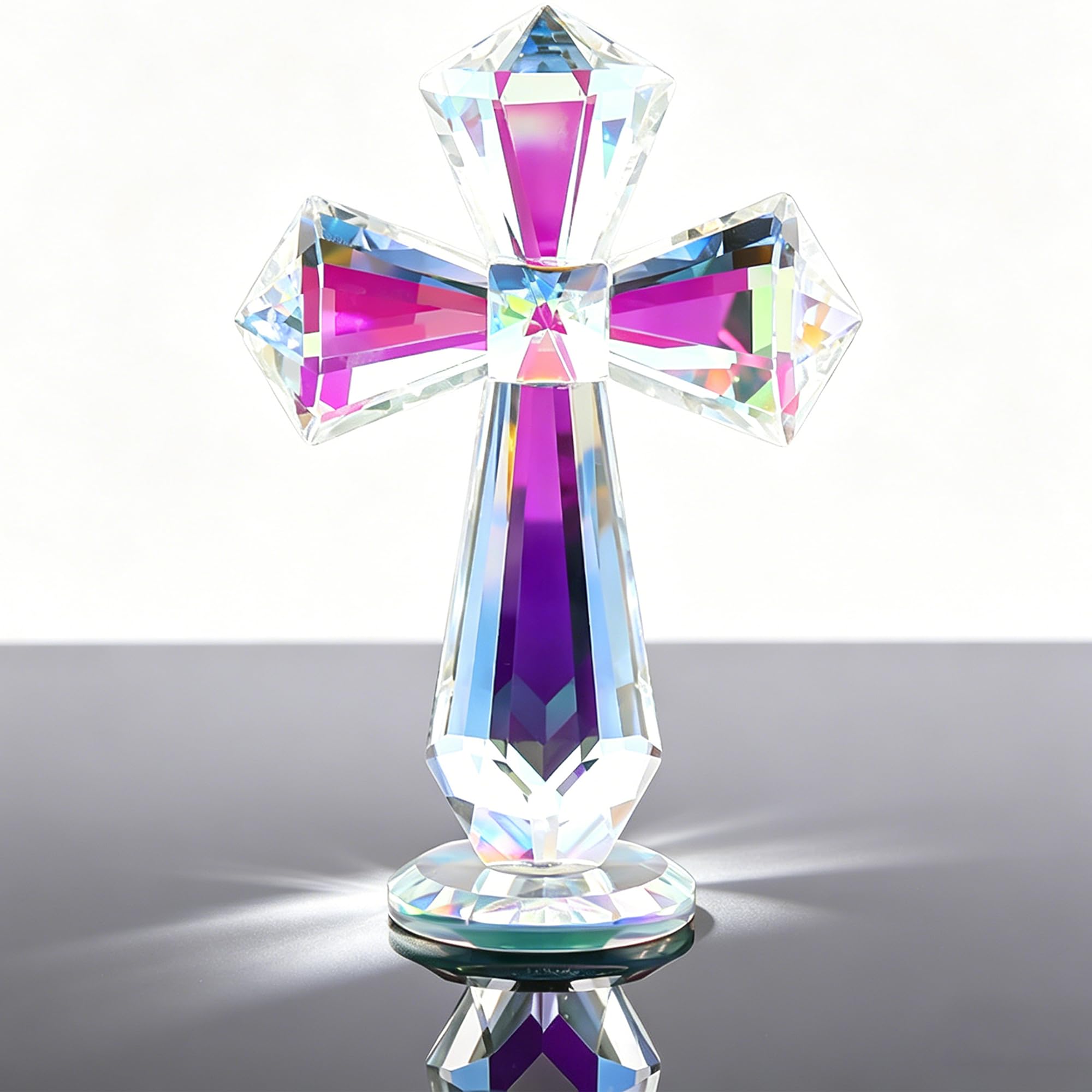 Gxdamxz 6.7" Crystal Ornaments Easter Cross for Tabletop Decor, Figurine Elegant Religious Gift and Home Art Decoration