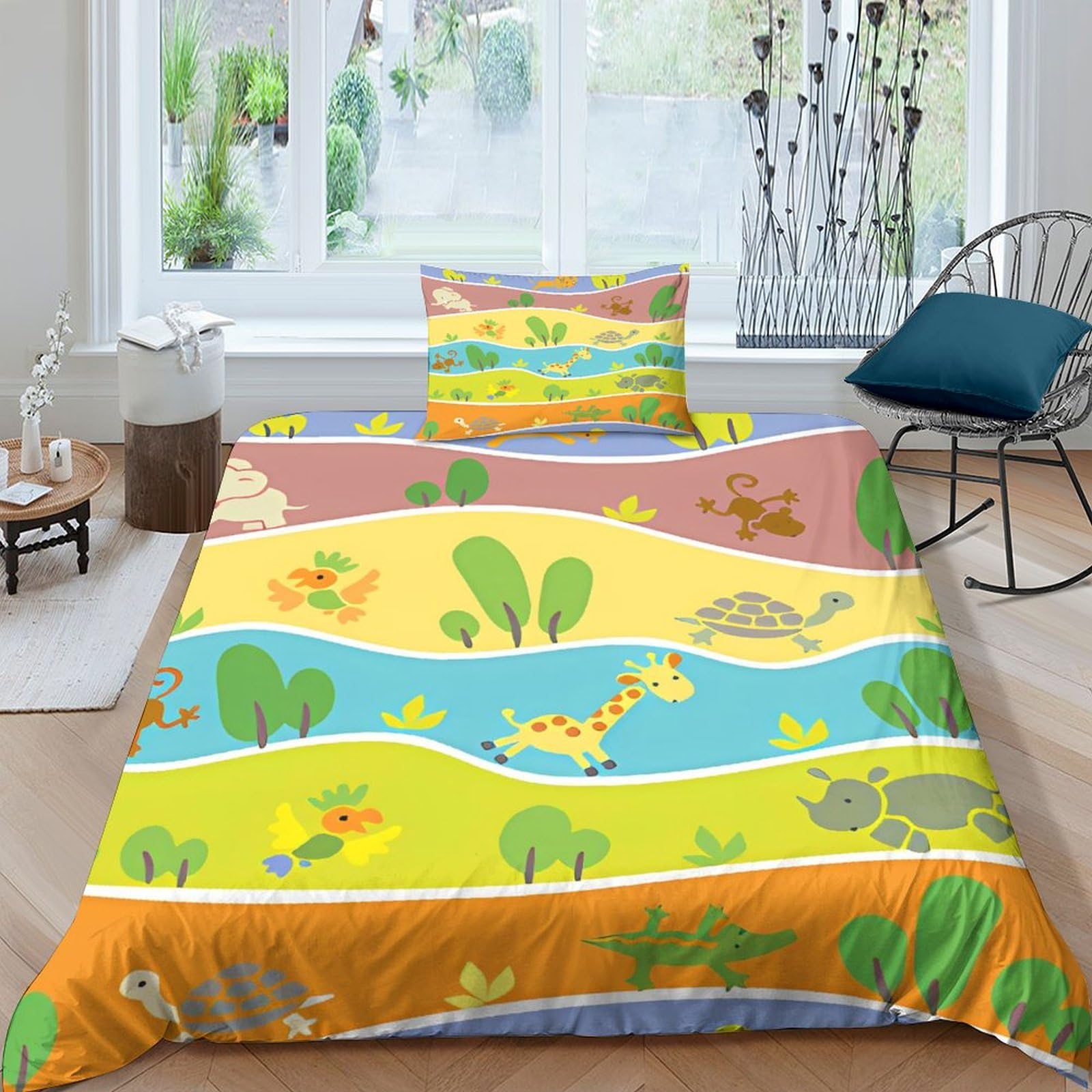 Housse de couette girafe en microfibre douce avec impression 3D durable