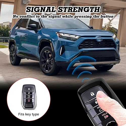 Miniatura 5 de Xotic Tech - Carcasa para llavero de TPU suave, color negro, compatible con Toyota Land Cruiser Sienna Venza Fortuner Rav4 Prime Smart Entry Key