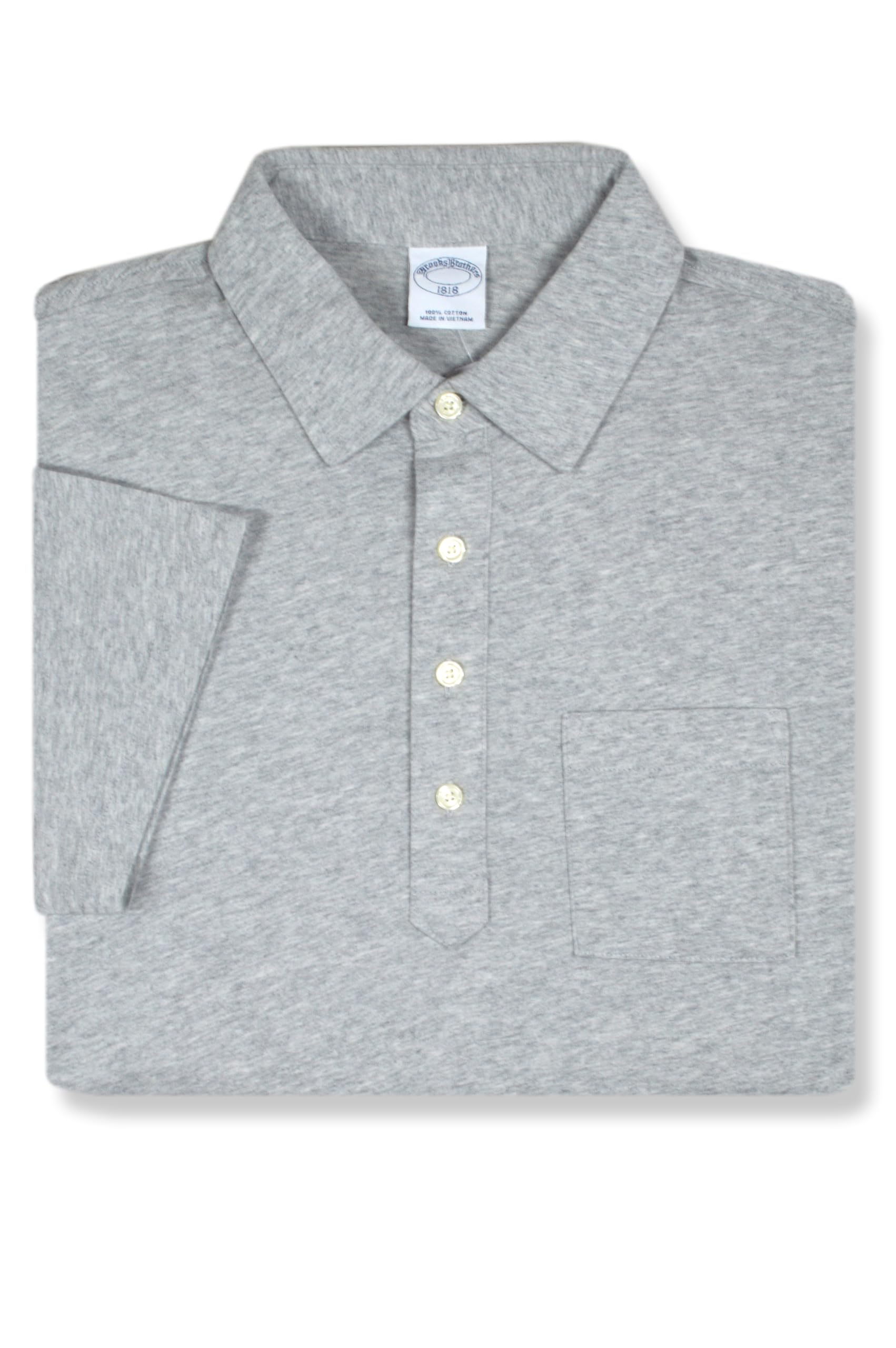 Mens Slim Fit Soft Knit Cotton Pocket Four Button Polo Shirt,