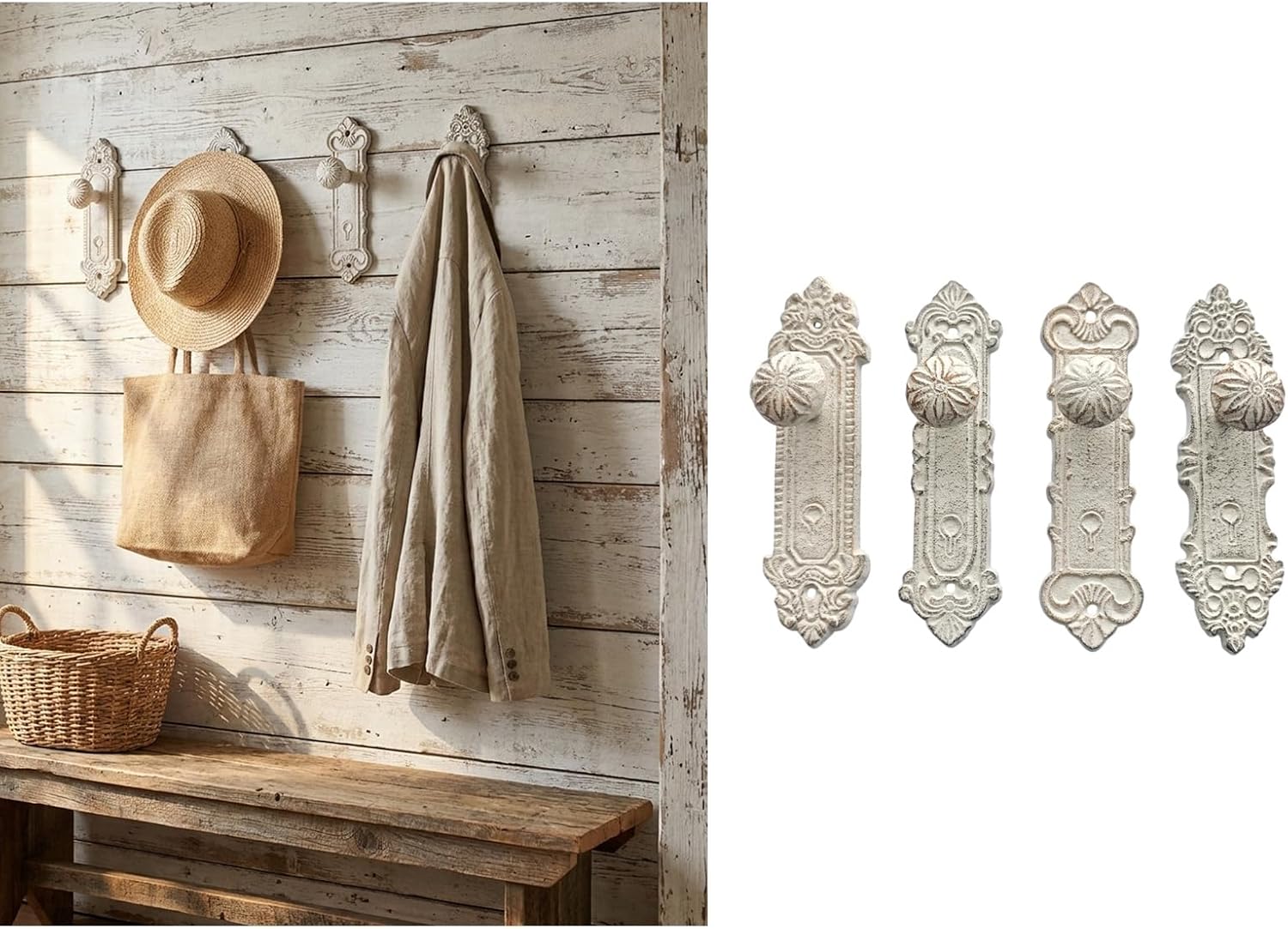 4 Pieces Wall Hanging Hook Set Handcrafted Rustics Hardware for Farmhouses Interior Traditional Home Accessories