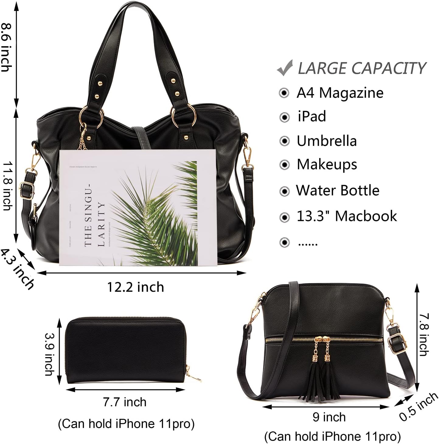 Qiyuer Purses And Wallets Set For Women Tote Handbags Large Hobo Bag Purse With Wallet 3PCS | Large, Purse With Wallet, 3PCS - Image 3