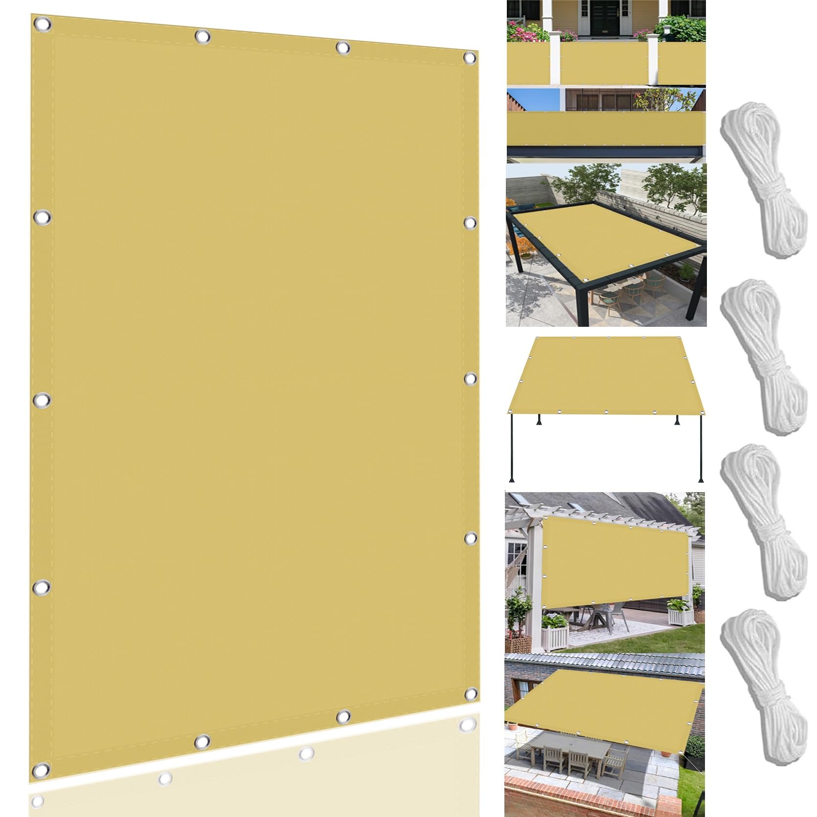 Voile d'ombrage haute densité anti-UV 240x440 tissu imperméable crème