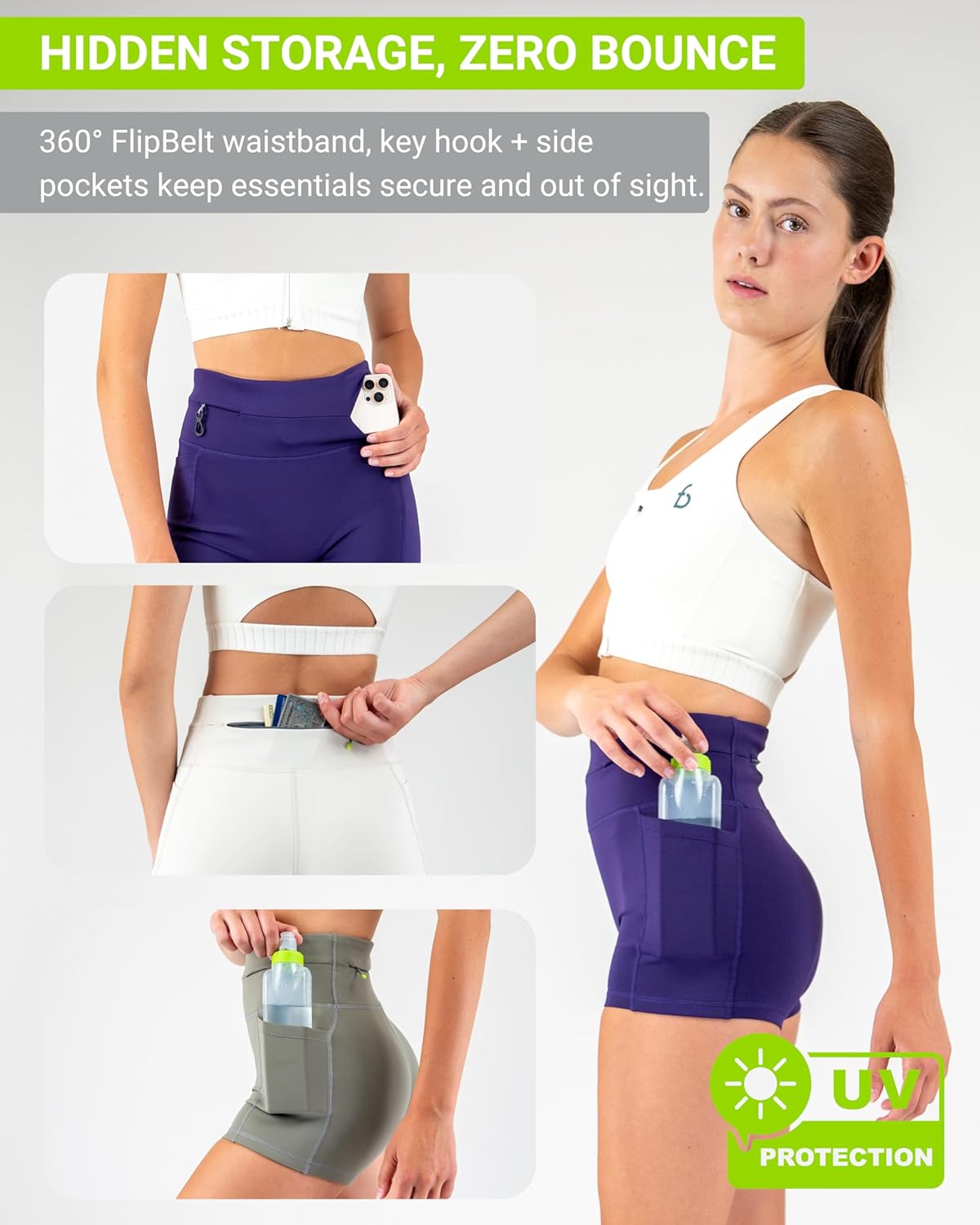 FlipBelt Women’s Compression Shorts – Built-in Running Belt – 3,5,7 Inseam – Running Shorts with Pockets - USA Small Business - Image 3