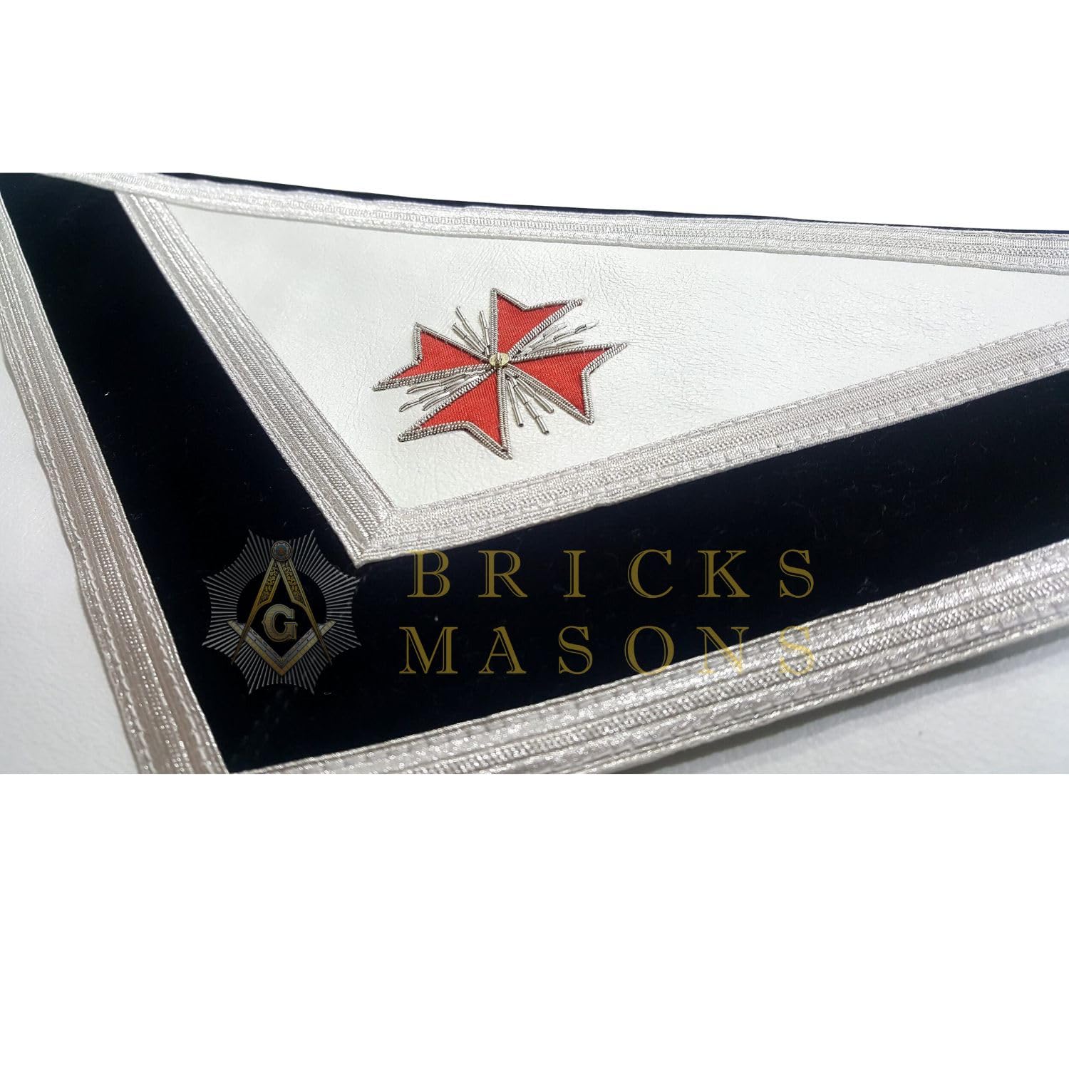 BRICKS MASONS 30th Degree Scottish Rite Apron - White & Black