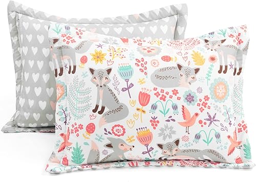 Miniatura 7 de Lush Decor Pixie Fox - Juego de edredón reversible, juego de 5 piezas, matrimonial, rosa y gris, ropa de cama divertida para niños pequeños,