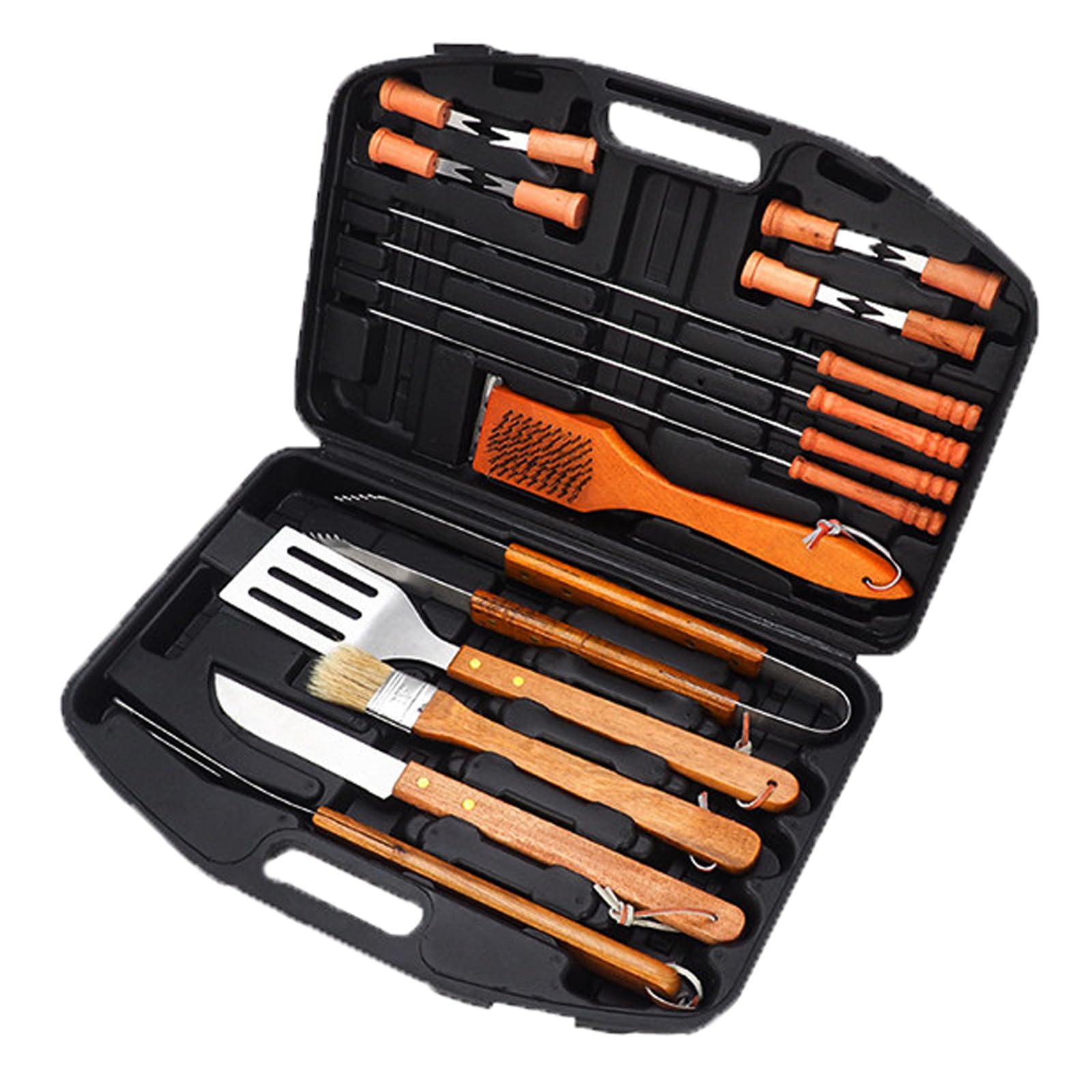 Edelstahl Rostfrei Grillwerkzeug Set mit BBQ Grillbesteck Koffer Professionelles Grillwerkzeug INKL Grillwender,Grillgabel Grill-Zubehör Tragbares Verschiedene und Komplette Gasgrill BBQ