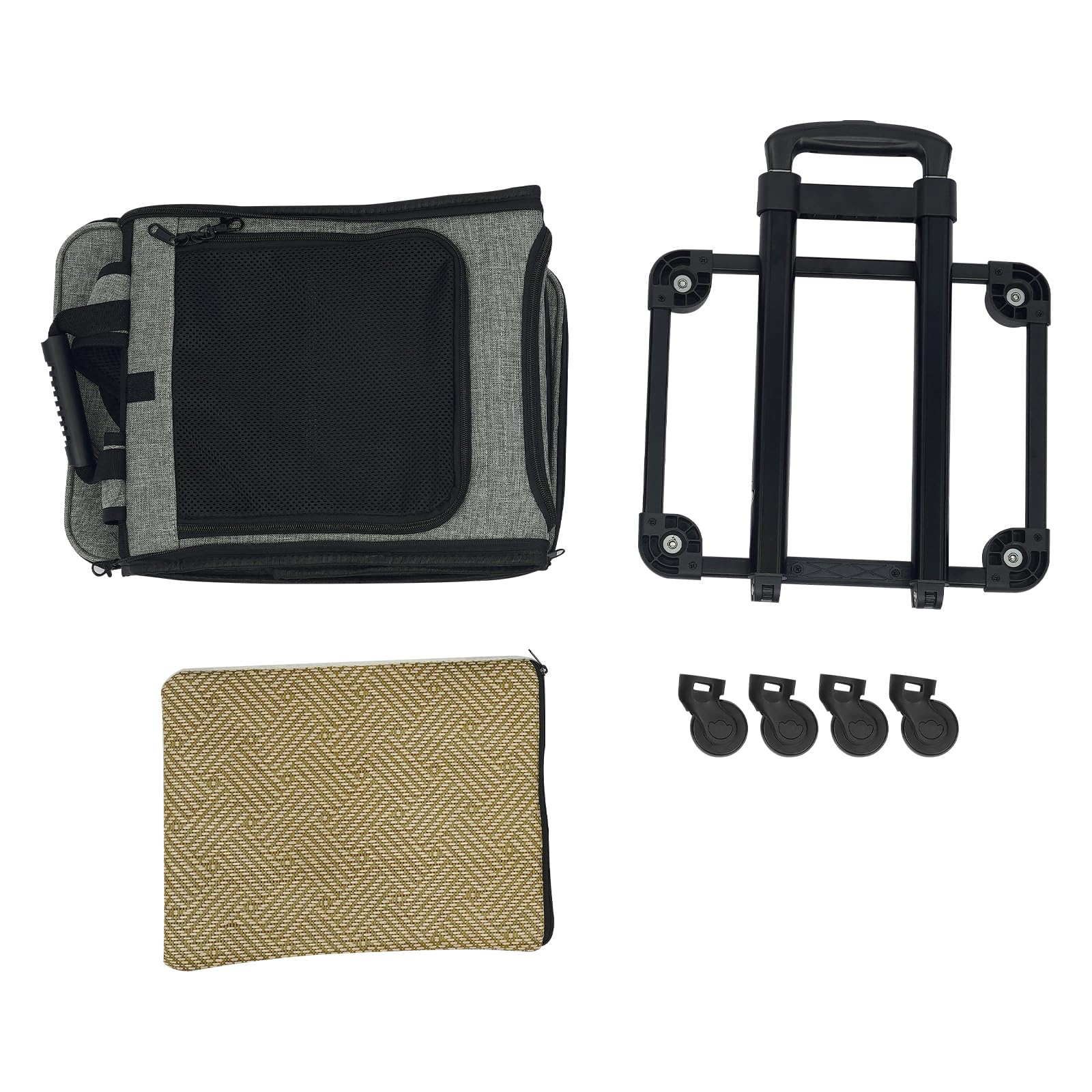 Mochila para perros con trolley, 2 en 1, ampliable, caja de transporte para perros con ruedas, mochila grande para gatos de hasta 15 kg, portátil y transpirable, caja de transporte para perros y gatos