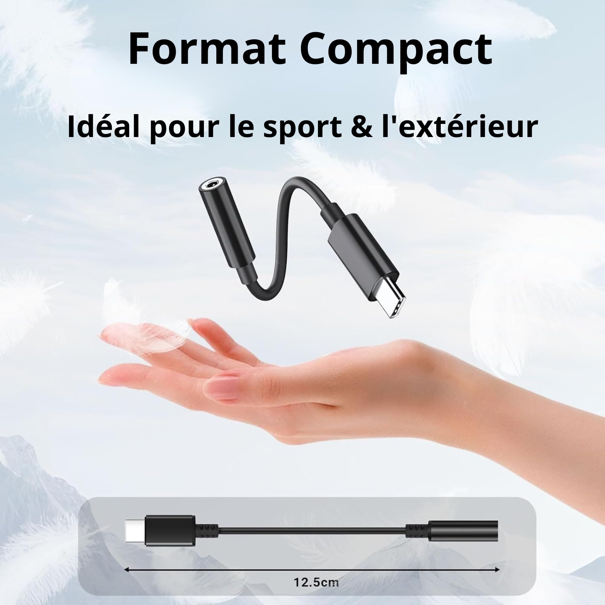 Clem Tech - Adaptateur USB C Jack, Prise USB C vers Prise Casque 3,5mm, Convertisseur Câble USBC vers Ecouteur Compatible avec Samsung Galaxy, MacBook Pro, Huawei, Honor..