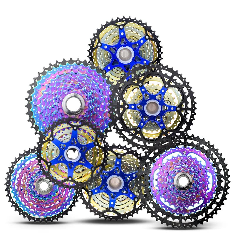 Ruota Libera 8 9 10 11 Cassetta MTB a 12 velocità 40/42/50T Pignone for Mountain Bike Arcobaleno Volano a Ruota Libera for Bicicletta Cassette Pignoni E Ruote Libere(11S 40T Rainbow)