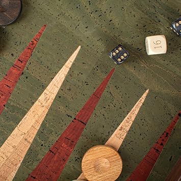 Manopoulos Green Cork 19 inch Backgammon Set