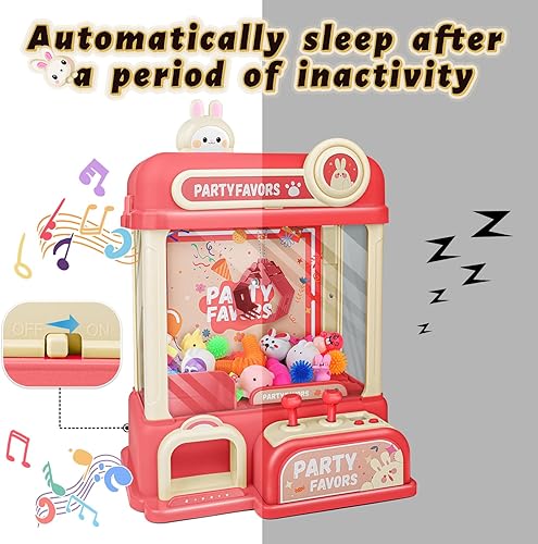 Miniatura 6 de OWNONE 1 Máquina de garras de juguete para niños, máquina de garras de conejo con juguetes en el interior, máquina expendedora de conejo rosa para