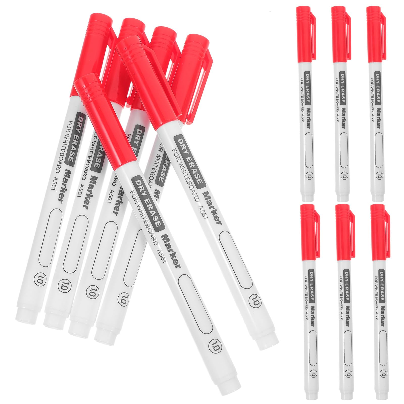 DOITOOL 12 Rotuladores para Pizarra Blanca de Punta Fina 1.0 Mm, Color Rojo, Borrado en Seco, para Escuela y Oficina, Marcador para Profesores y Material Escolar, Set de 12 Piezas