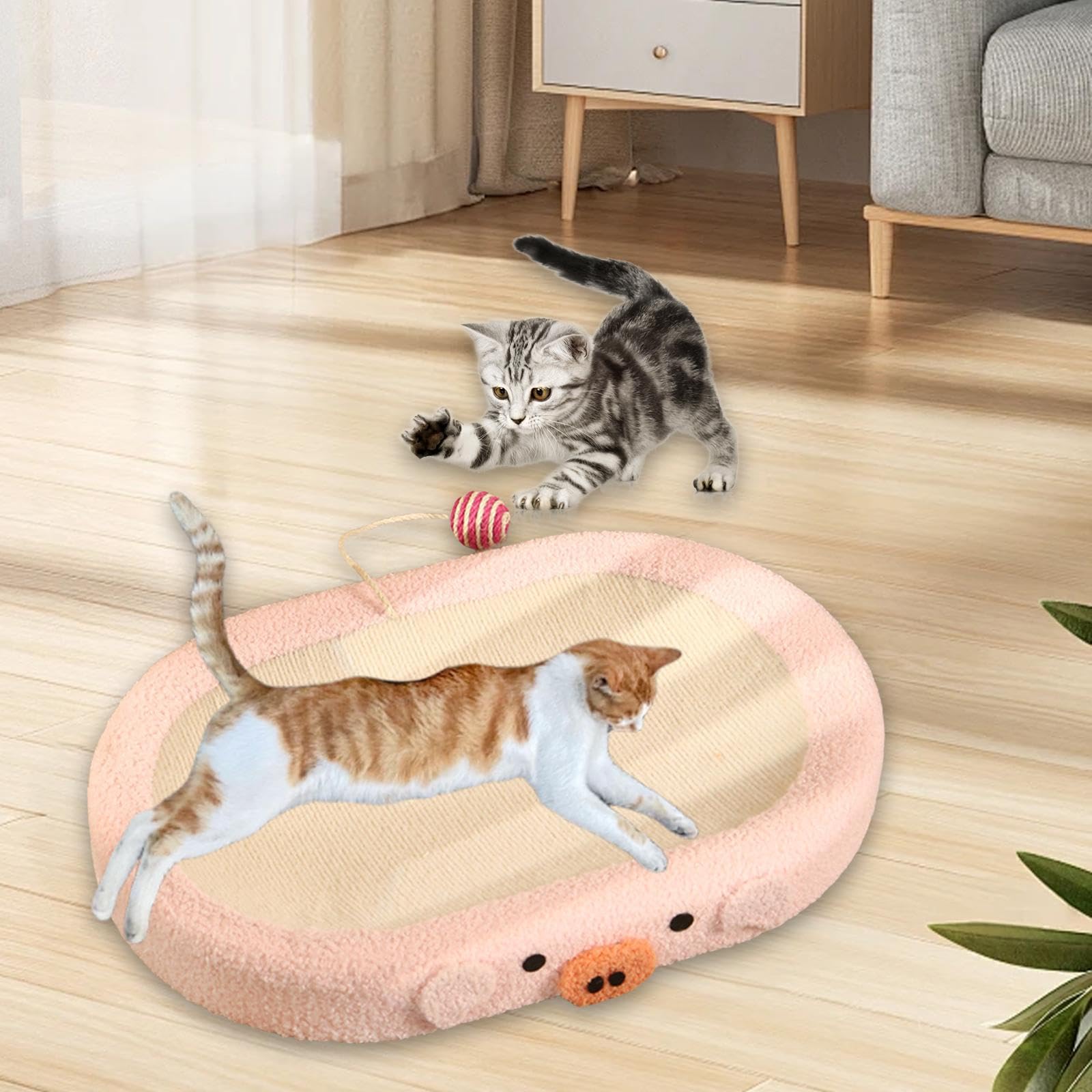 Griffoir en Sisal pour Chat avec Coussin Et Balle De Jeu