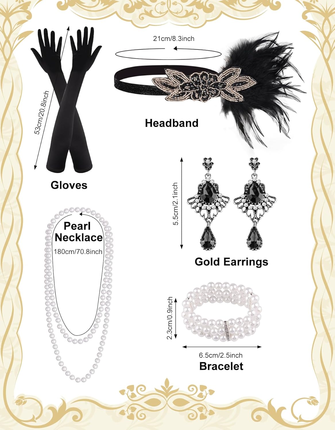 PLULON 6 Pcs 1920s Flapper Great Gatsby Accessories for Women 1920S Women Flapper Accessory Fashion Roaring 20s Costume - Image 2