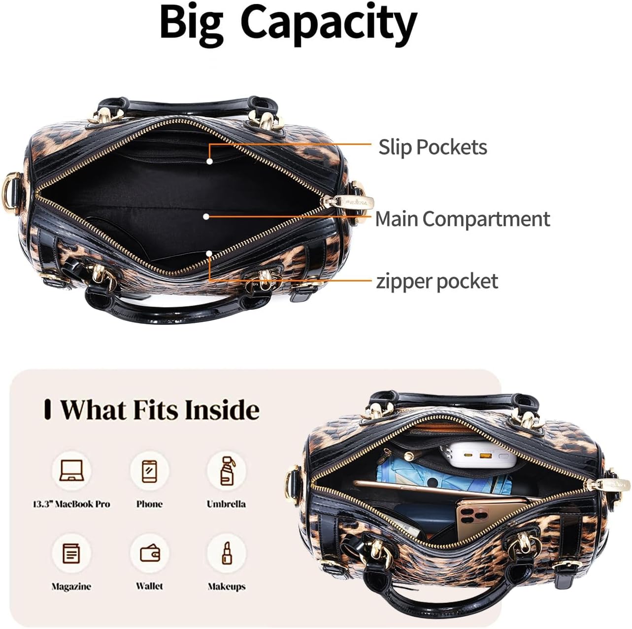 Women's Large Genuine Leather Shoulder Handbags, Luxury Tote Bag Premium Purse Crossbody Bags with Detachable Shoulder Strap - Image 7