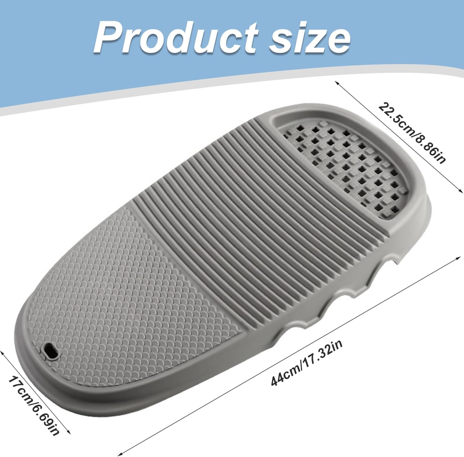 Washboard for Hand Washing Clothes, 17.3x8.9 Inch Plastic Wash Board with Soap Holder, Non Slip Rectangle Washing Board for Laundry Home School Dormitory