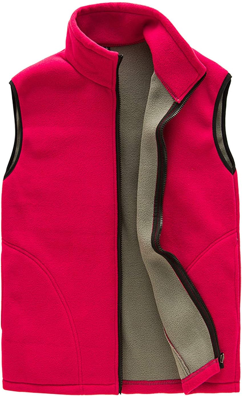 FEOYA Men's Polar Fleece Vest Outdoor Full Zipper Outerwear Vest with Pockets