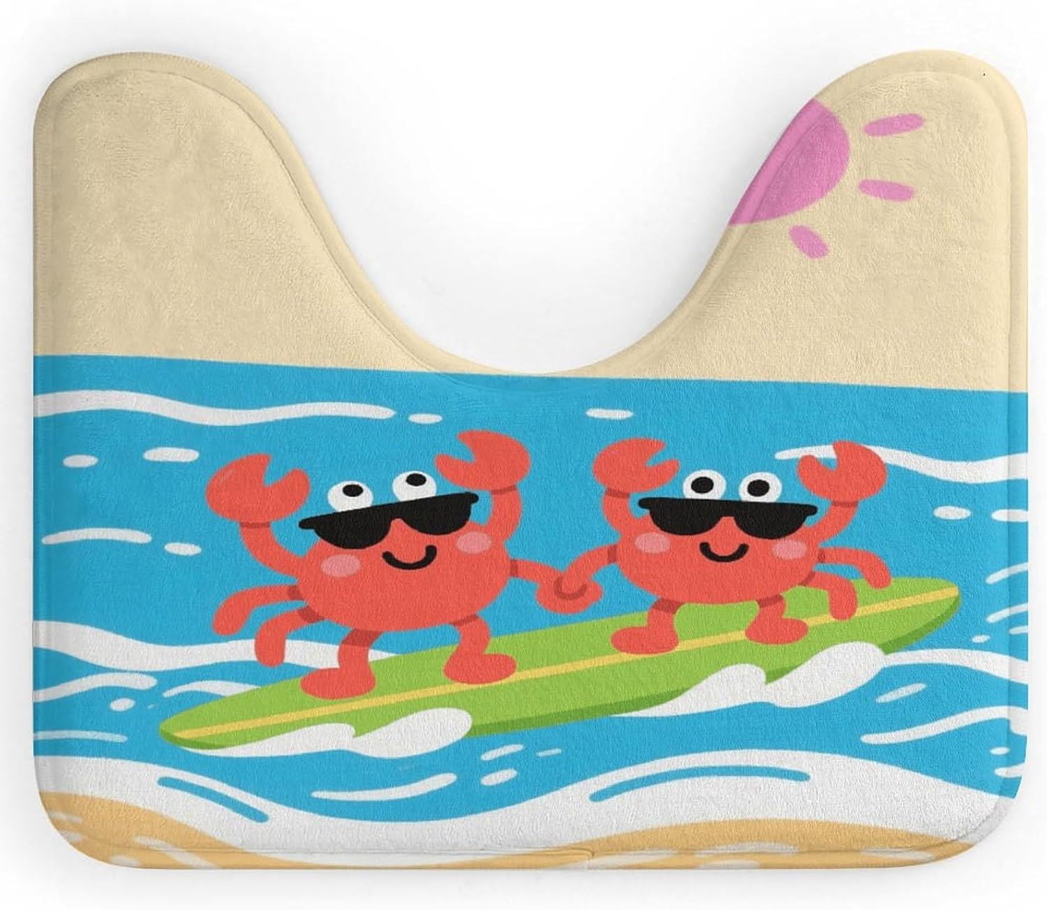 Cartoon Crab U-Shaped Toilet Rug Absorbent Bathroom Mat