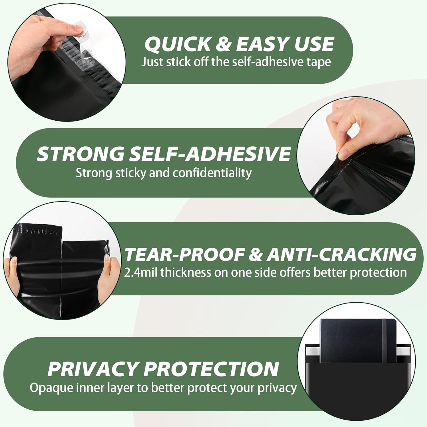 Oududianzi Large Poly Mailers 14.5x19, 100PCS Waterproof Shipping Bags, Thick Mailers Poly Bags for Shipping, Self-Seal Mailing Bags, Polymailers Packaging Bags for Small Business and Clothes