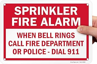SmartSign "Sprinkler Fire Alarm - When Bell Rings Call 911" Sign | 7" x 10" Aluminum