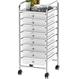 Simple Houseware Utility Cart with 8 Drawers Rolling Storage Art Craft Organizer, Chrome