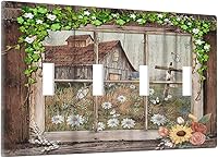 Vista 76 de Placa Cubierta de Interruptor de Luz de Palanca Individual con Diseño de Flor Botánica en Tablero de Madera Rústico Estilo Granja - Placa de Pared