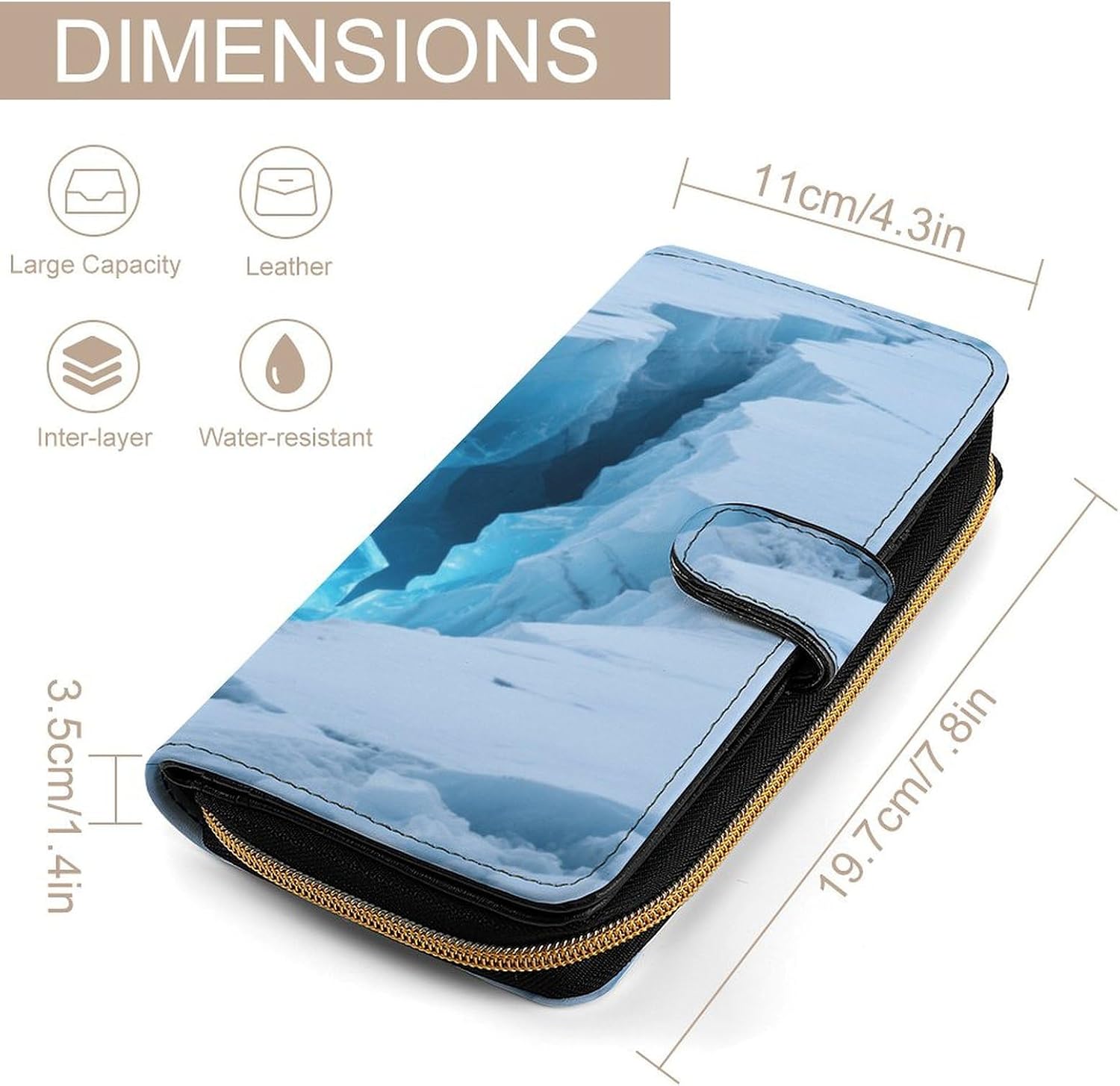 Glaciers Cracks Ice Caves Travel Wallet for Men & Women RFID Blocking Card Organizer Credit Card Holder Large Capacity