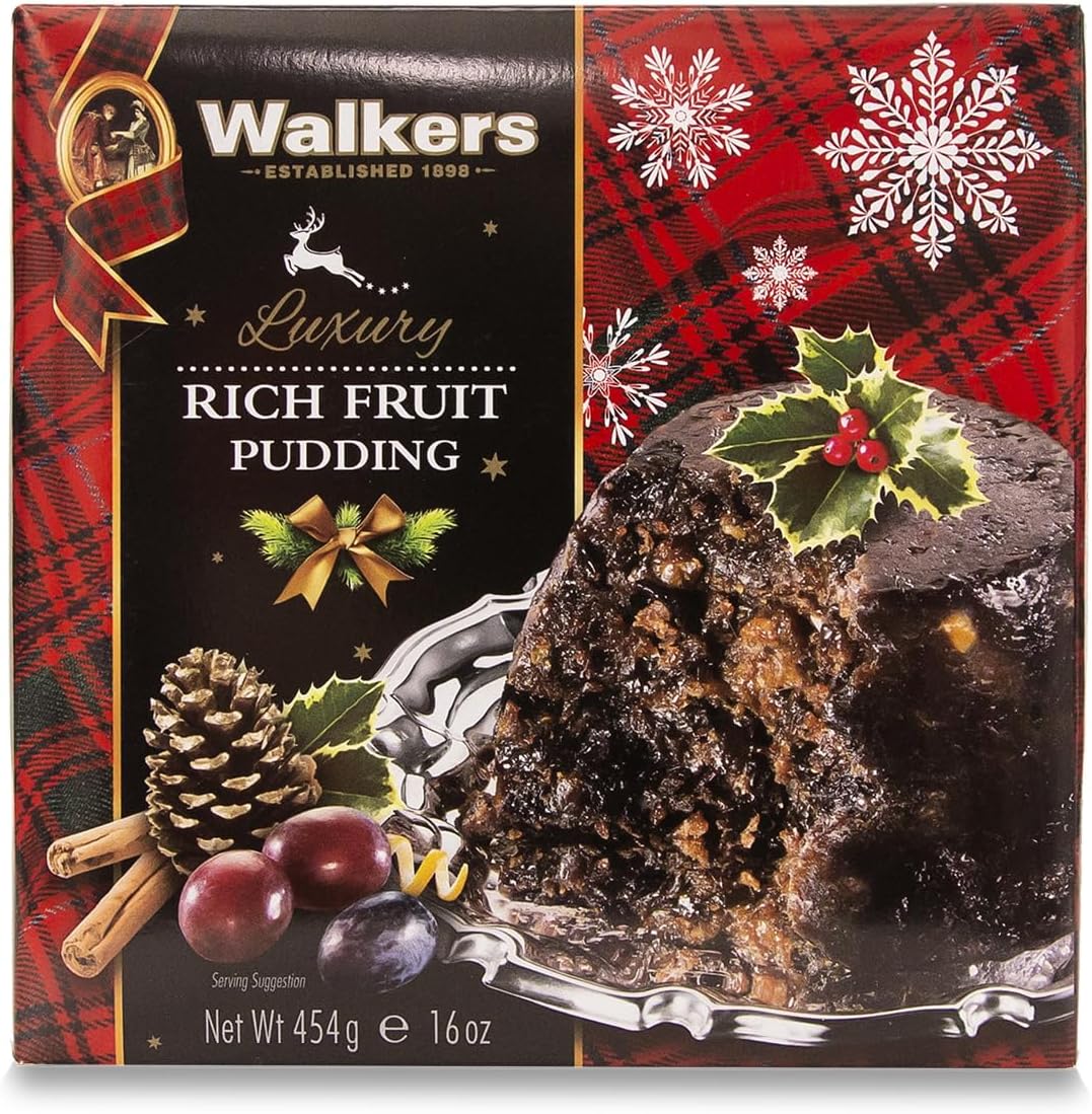 Walker’s Rich Fruit Pudding - 14.1 Oz Plum Pudding for Christmas - Luxury Holiday Treat and Dessert from Scotland