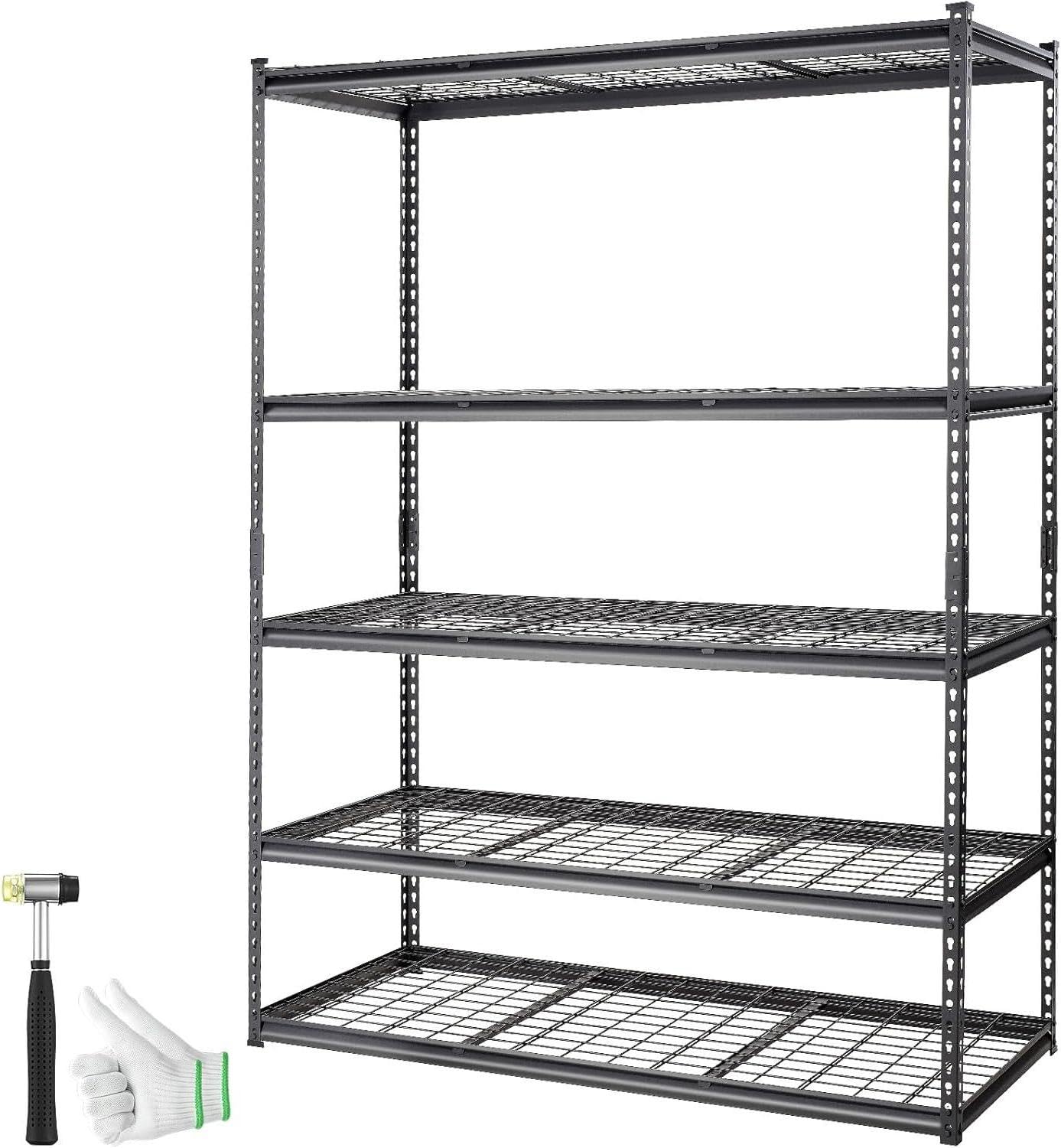 PioneerWorks Garage Shelving, 2500lbs Load Bearing Heavy Duty Storage Shelving, 48x24x72in Adjustable Storage Shelves, Durable Metal Storage Shelves, Easy Assemble for Garage, Kitchen