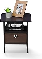 Vista 236 de Furinno- Colección Andrey- Mesa auxiliar, estación de carga con puerto USB y puerto tipo C c/compartimento de almacenamiento, 15.55 pulg ancho x