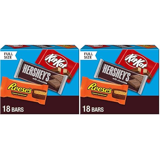 HERSHEY'S, KIT KAT and REESE'S Assorted Milk Chocolate, Full Size Easter Candy Bar Variety Box, 27.3 oz - 18 Count (Pack of 2)