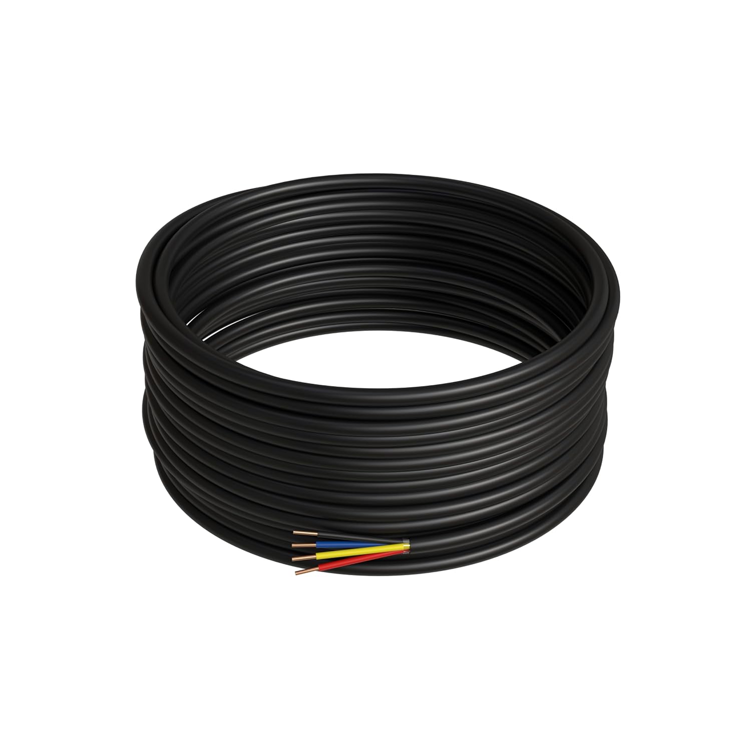 500FT 22AWG Outdoor Alarm Wire – 4 Conductor Solid CCA Cable, Black | CL2 Rated, Direct Burial, UV & Weather Resistant Security Wire for Exterior Use