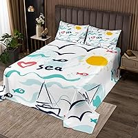 Vista 38 de Colcha de camping en la playa, tamaño King para mujeres adultas, juego de edredón con temática de verano para surf, caravana, cámper, automóvil