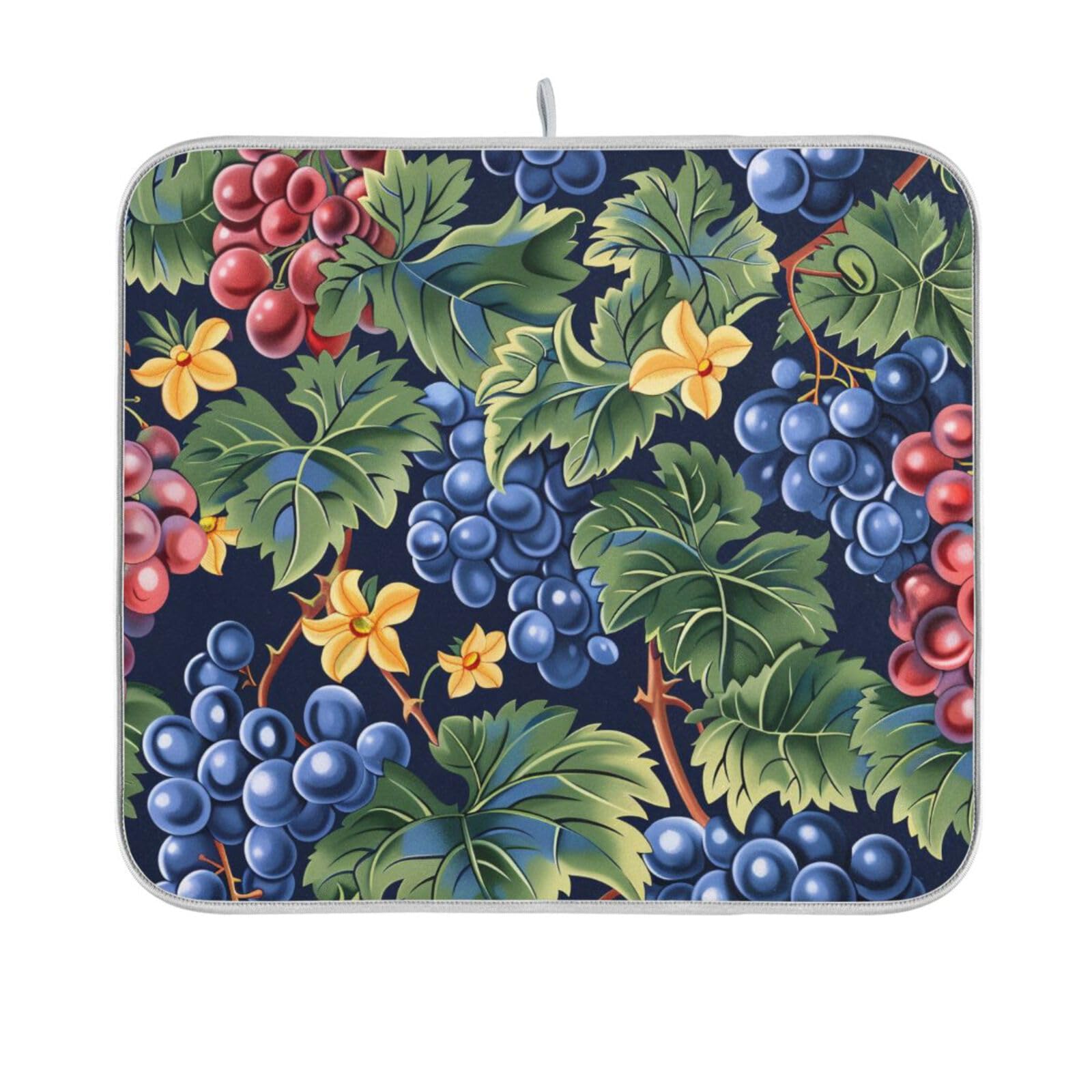 Tapis de séchage de cuisine absorbant 40x45cm égouttoir vaisselle motif raisin ALAZA
