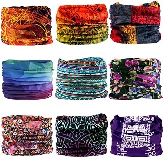 9PCS Outdoor Headscarves, Womens and Mens Headband Headwear (Indian Print)