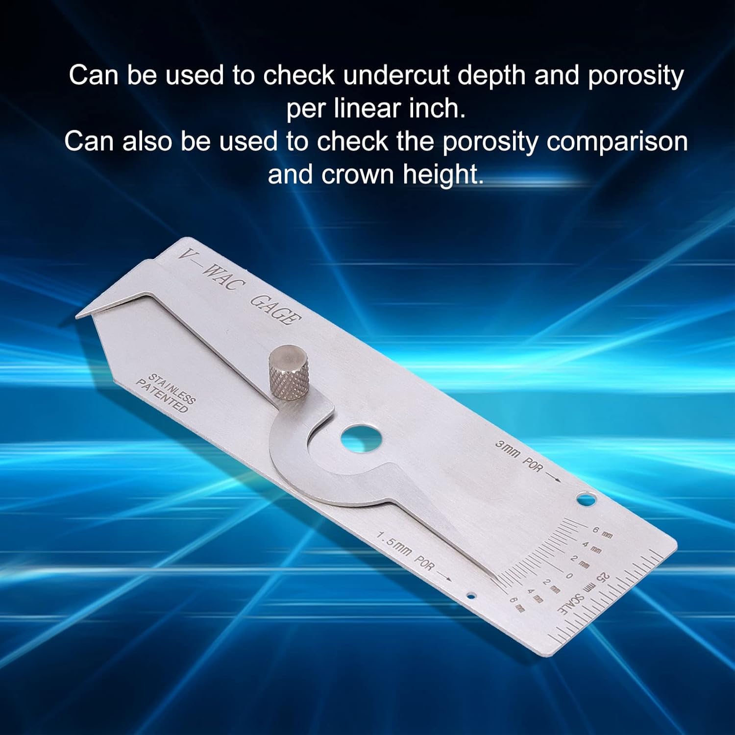 Welding Gauge, Stainless Steel Inspection Tool, Crown Height Weld Checker Compact Storage Bag VWAC (Metric 16CM)