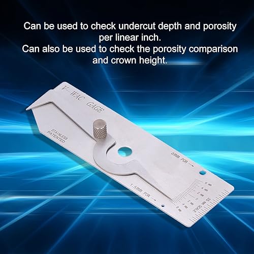 Miniatura 8 de Medidor de soldadura de acero inoxidable V-WAC Undercut Inch Inspección Soldadura Herramienta de medición Regla Espesor 0.037 in (sistema británico)