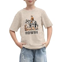 Boys Howdy Shirt Rodeo Western Graphic Letter T-Shirt Kids Toddler Funny Cowboy Country Acid Wash Tees Tops
