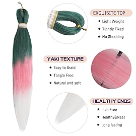 Beyond Beauty Braiding Hair pre stretched, Braids Synthetic Fiber Ombre Yaki Texture, Natural Easy Twist Braids Crochet Hair Hot Water Setting hair extensions