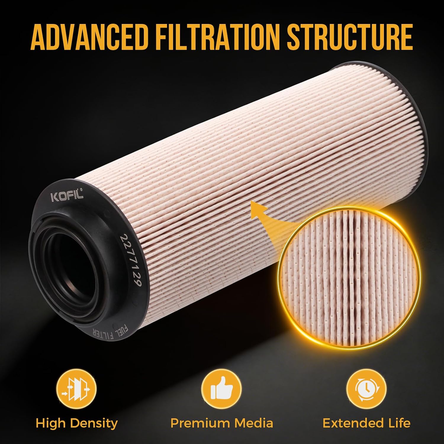 2277129 Fuel Filter, for MX 13 Diesel Engine, Replaces 1852006, 2133096, 2164463, L7663F, PF46106