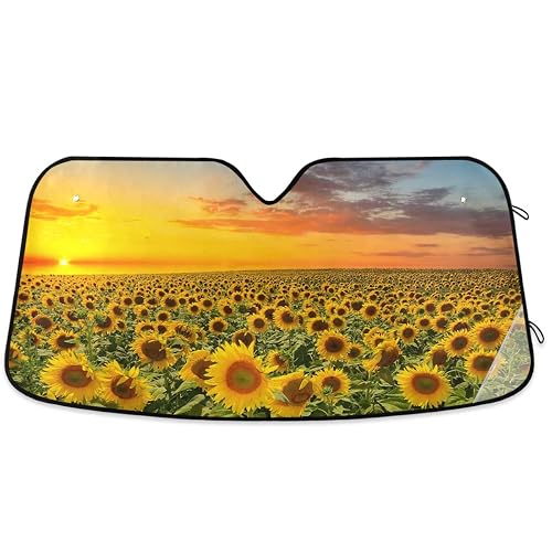 Oarencol Sunflower Blooming Sunset Car Windshield Sun Shade Foldable UV Ray Sun Visor Protector Sunshade to Keep Your Vehicle Cool (55" x 27.6") - multi 13