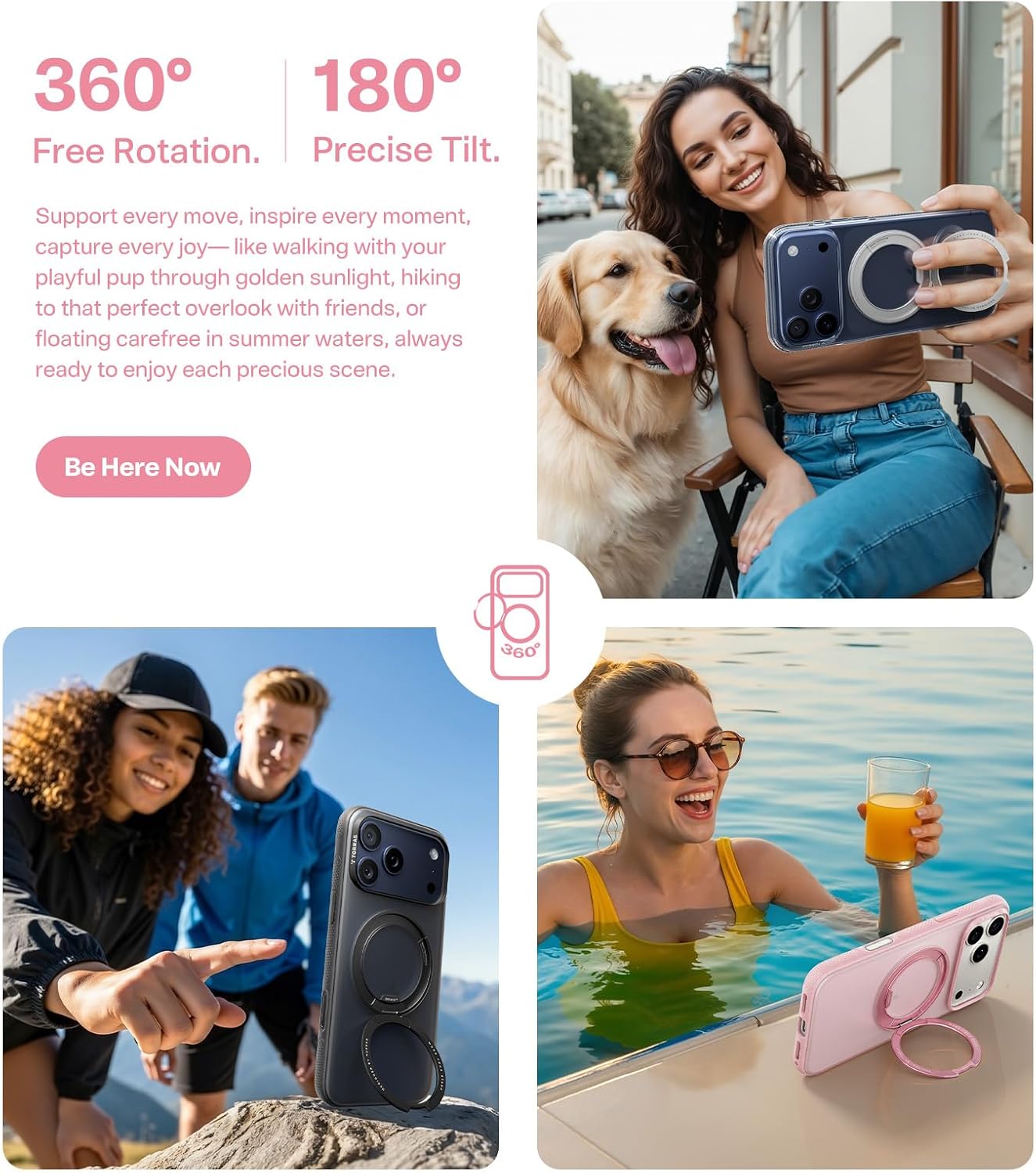  for iPhone 17 Pro Max Case, 360 Magnetic Stand, O3 Fitness Series | [Fit for MagSafe] [4X Military-Grade Protection] Slim Case for iPhone 17 Pro Max phone case,6.9", Translucent Pink, Ostand thumbnail