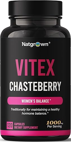 Natgrown Vitex Chasteberry Suplemento para mujeres 1,000 mg - Apoya el equilibrio hormonal y la fertilidad - Agnus Castus Castus Castus Cápsulas de