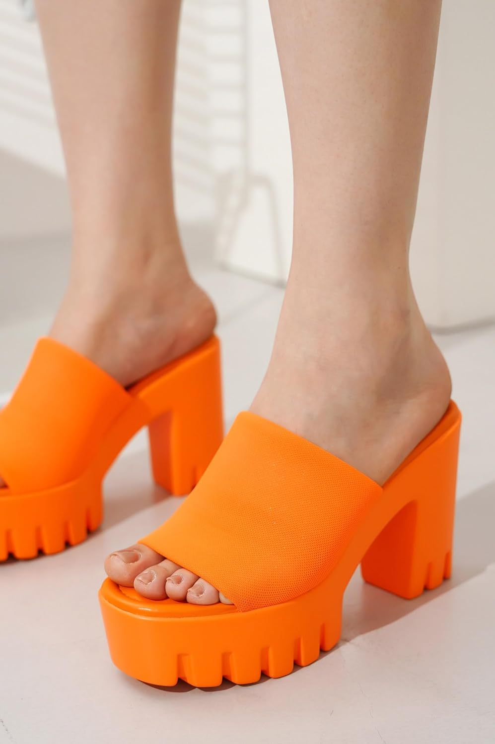 Cape Robbin Women's Chunky Platform Sandals Block Heel - Slip On Elastic Band Dressy Shoes Round Toe Comfort Soles (Echoya) - Image 7