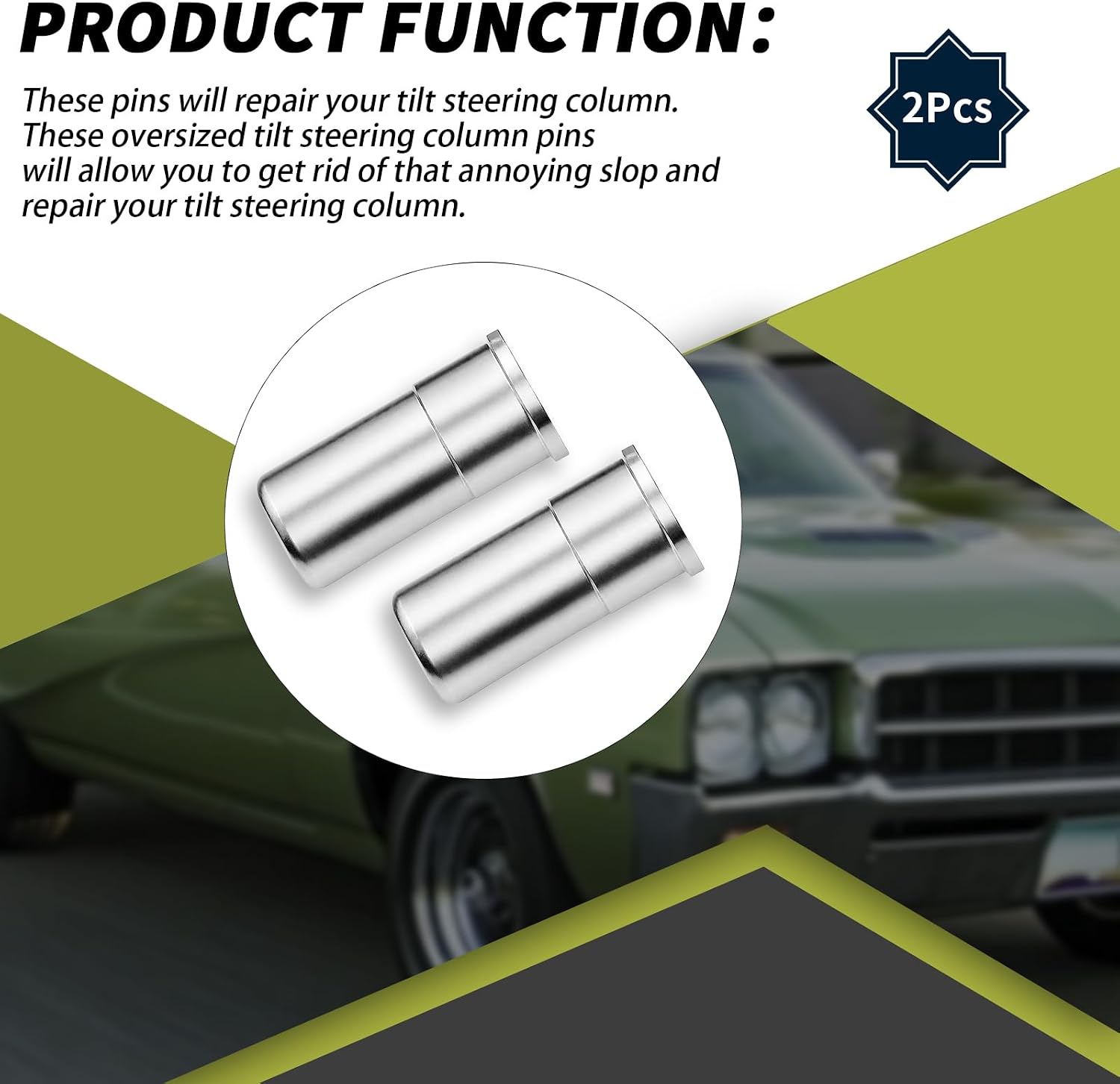 2Pcs Oversized Steering Pins,Tilt Steering Column Compatible with 1969-1996 Cor-vettes 1967-2002 C-amaros and Others (2)