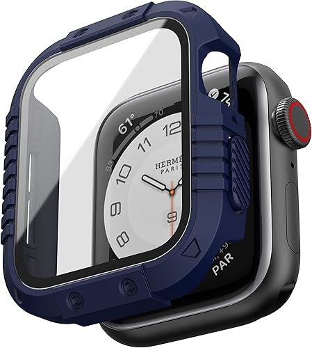 Miniatura 1 de GELISHI Funda rígida compatible con Apple Watch de 1.73 pulgadas Series 6 Series 5 4 SE con protector de pantalla de vidrio templado integrado,