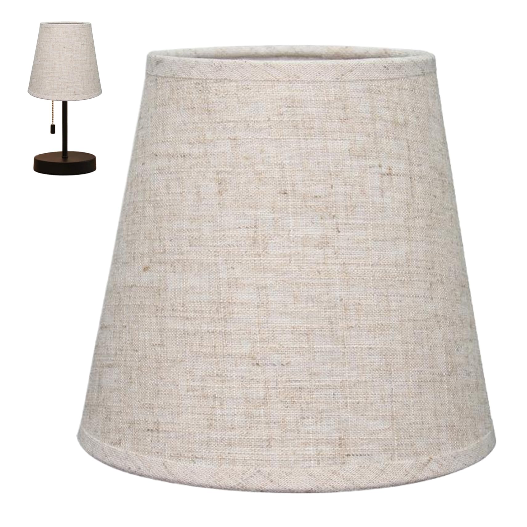 Lamp Shade, Natural Linen Fabric Clip on Bulb Lamp Shades for Table Lamps, 5.9x3.9x5.6 Inch Lampshade, for Table Lamps & Bedside Replacement Shades for